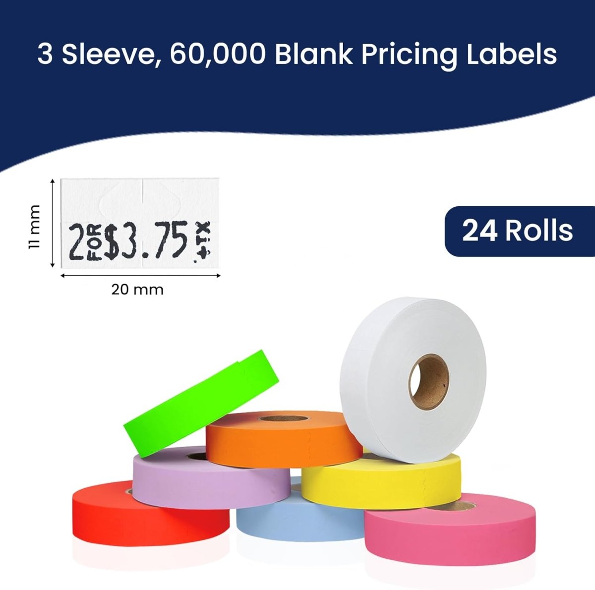 Perco Pricing Labeler Labels For Monarch 1131 - Custom Case of 8 Sleeves / 64 Rolls / 160000 Blank Pricing Labels