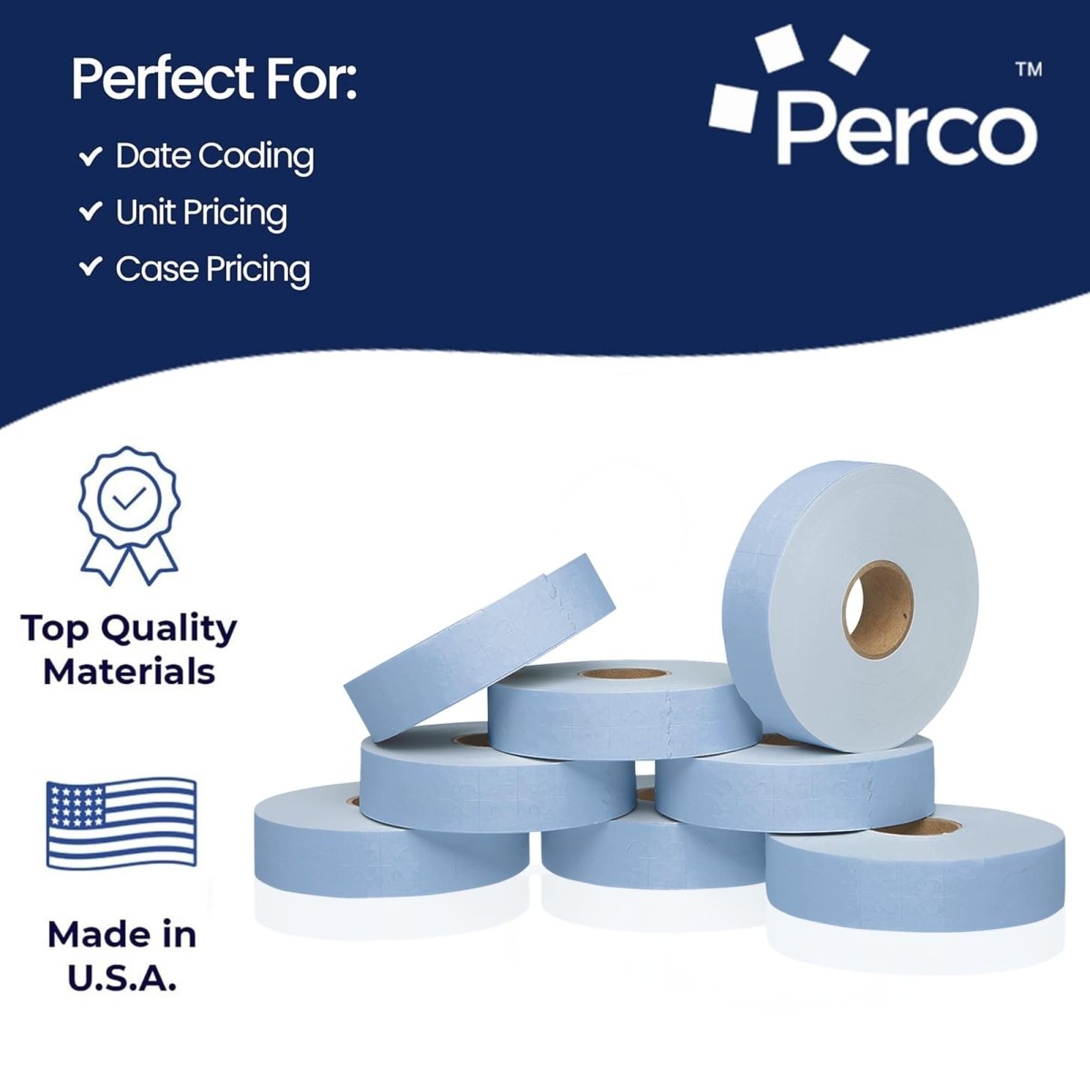 Perco Pricing Labeler Labels For Monarch 1131 - Blue 1 Sleeve / 8 Rolls / 20000 Blank Pricing Labels