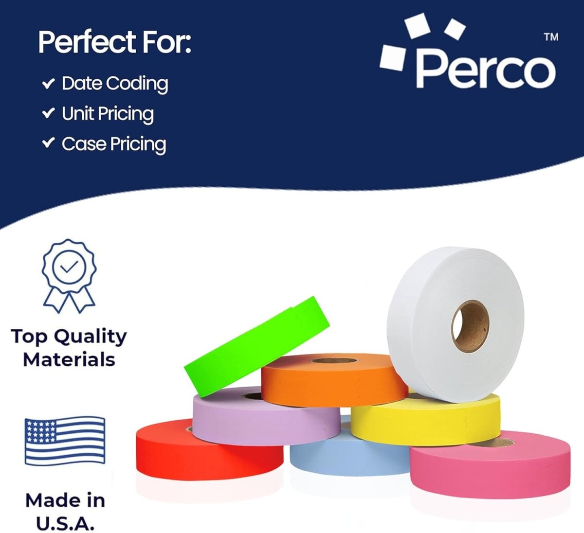 Perco Pricing Labeler Labels For Monarch 1131 - Multicolored Case of 8 Sleeves / 64 Rolls / 160000 Blank Pricing Labels