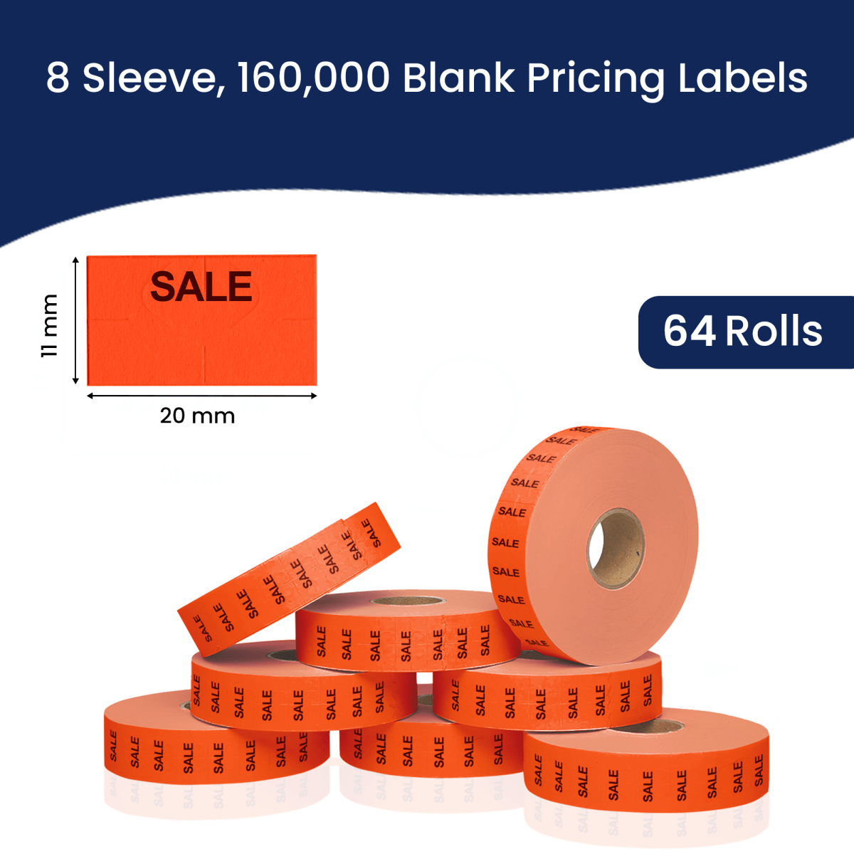 Perco Pricing Labels for Monarch 1131 Price Gun – Price Marking Labels with Ink Rolls Included - Sale 8 Sleeves / 64 Rolls / 160000 Blank Pricing Labels