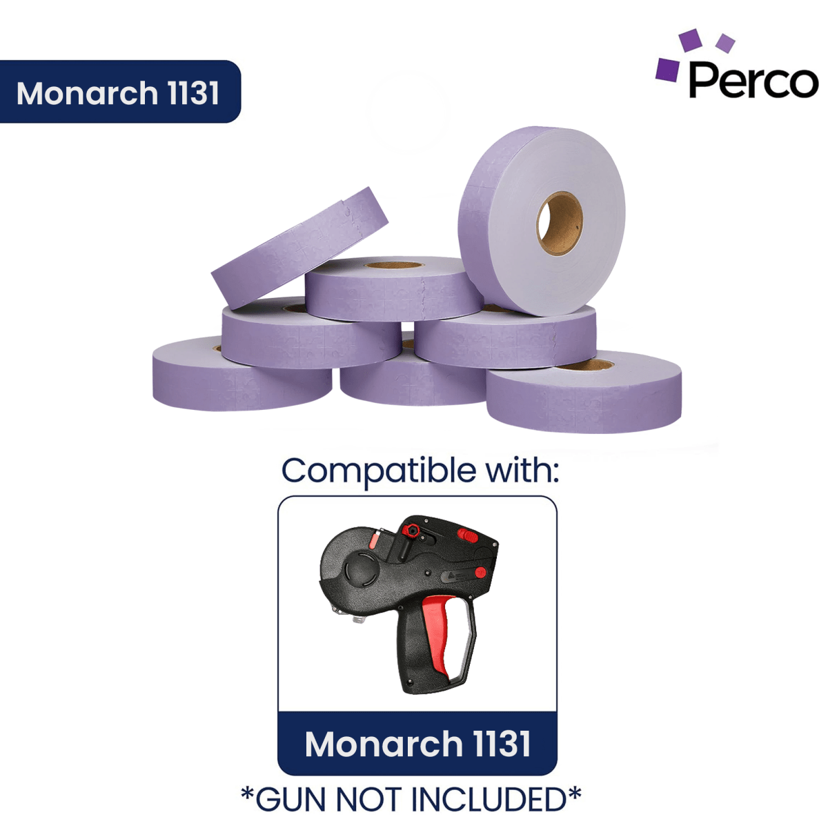 Perco Pricing Labels for Monarch 1131 Price Gun – Price Marking Labels with Ink Rolls Included - Lavender 1 Sleeve / 8 Rolls / 20000 Blank Pricing Labels