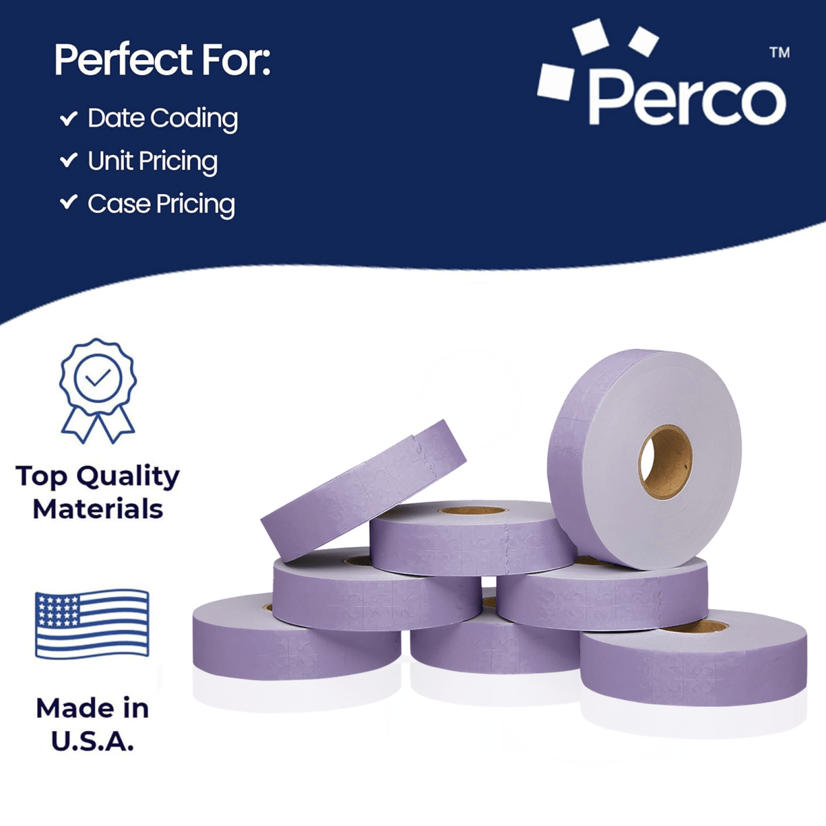 Perco Pricing Labels for Monarch 1131 Price Gun – Price Marking Labels with Ink Rolls Included - Lavender 3 Sleeves / 24 Rolls / 60000 Blank Pricing Labels