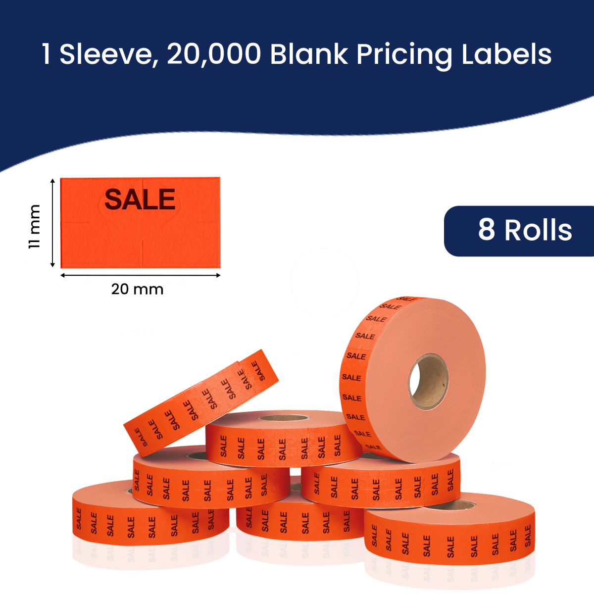 Perco Pricing Labels for Monarch 1131 Price Gun – Price Marking Labels with Ink Rolls Included - Sale 1 Sleeve / 8 Rolls / 20000 Blank Pricing Labels