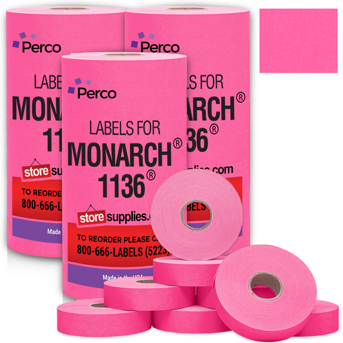 Perco Pricing Labels for Monarch 1136 - Fluorescent Pink 3 Sleeves