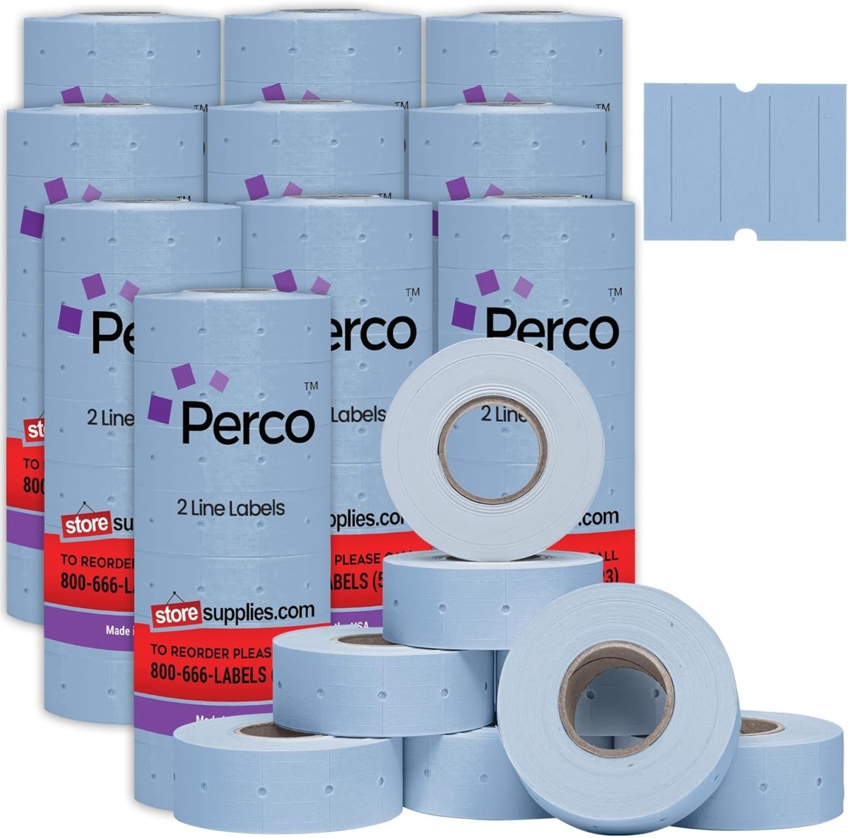 Perco Pro 2 - Line Labels - White 1 Sleeve / 8 Rolls / 6000 Blank Pricing Labels