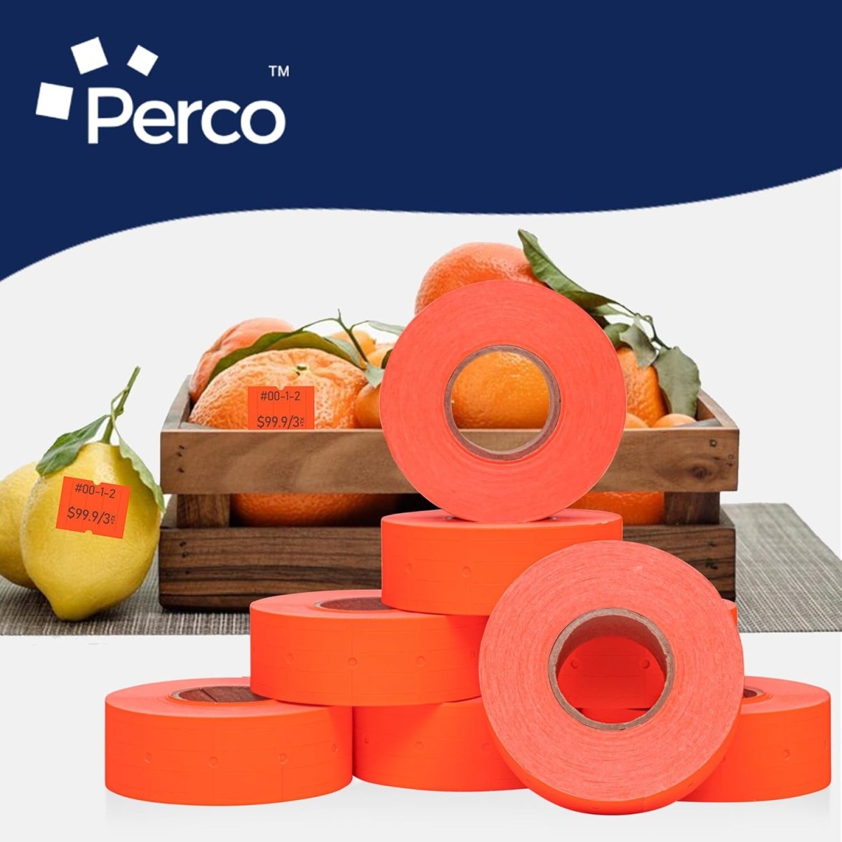 Perco Pro 2 - Line Labels - Fluorescent Red Case of 10 Sleeves / 64 Rolls / 60000 Blank Pricing Labels