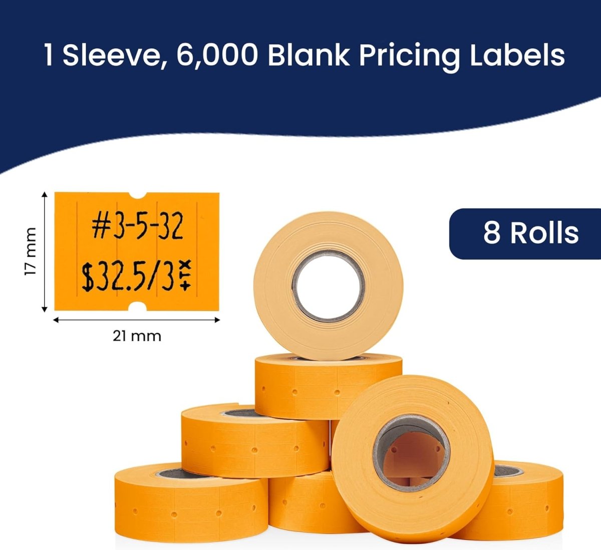 Perco Pro 2 - Line Labels - Fluorescent Orange 1 Sleeve / 8 Rolls / 6000 Blank Pricing Labels