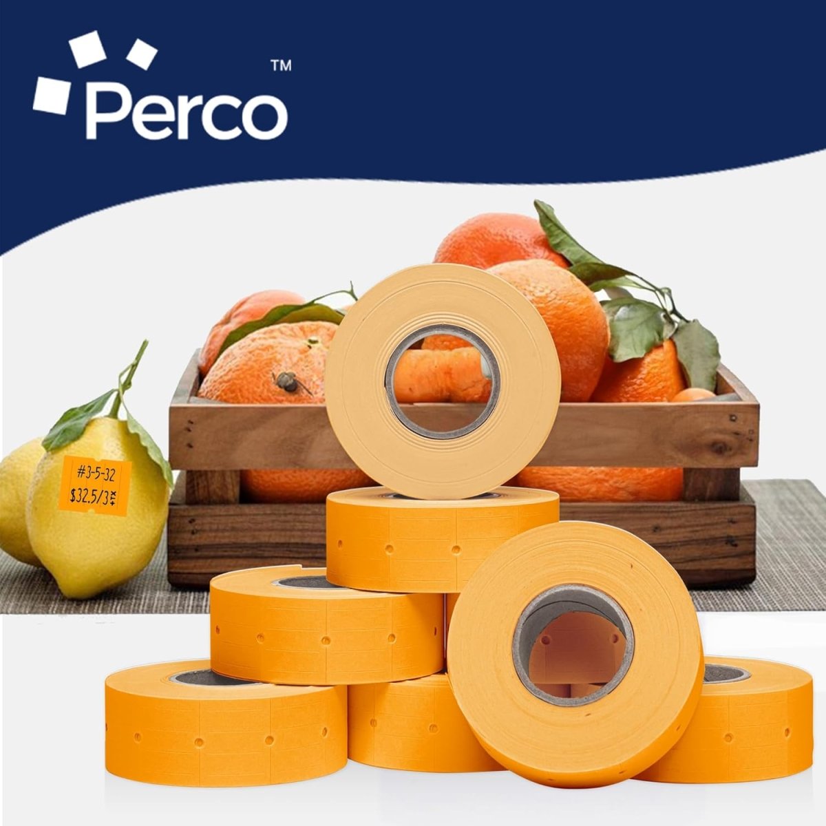 Perco Pro 2 - Line Labels - Fluorescent Orange Package of 4 Sleeves / 32 Rolls / 24000 Blank Pricing Labels