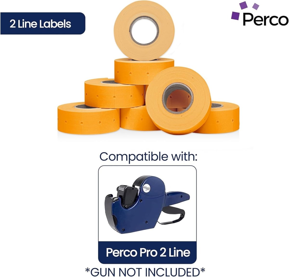 Perco Pro 2 - Line Labels - Fluorescent Orange Case of 10 Sleeves / 64 Rolls / 60000 Blank Pricing Labels