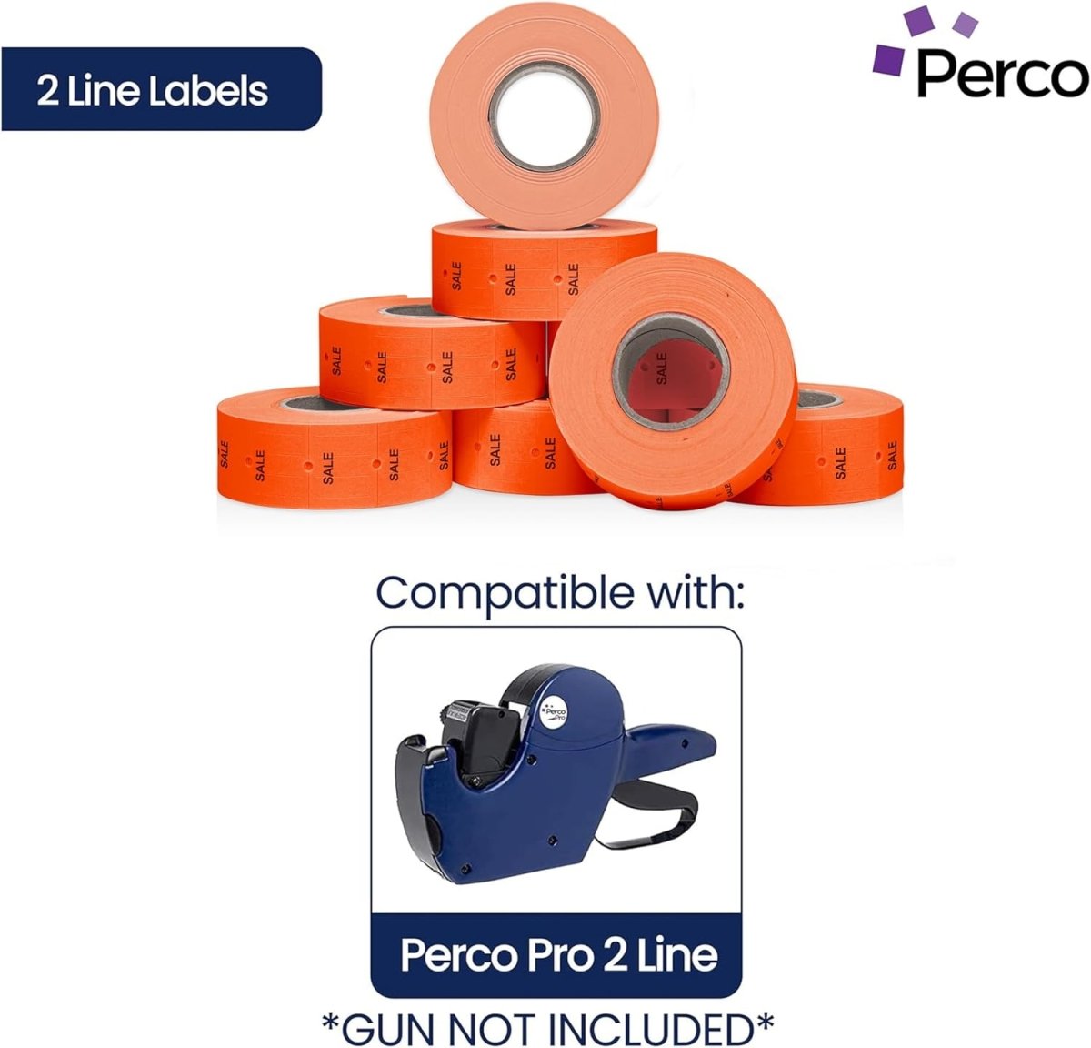 Perco Pro 2 - Line Labels - Fluorescent Red Sale Case of 10 Sleeves / 64 Rolls / 60000 Blank Pricing Labels