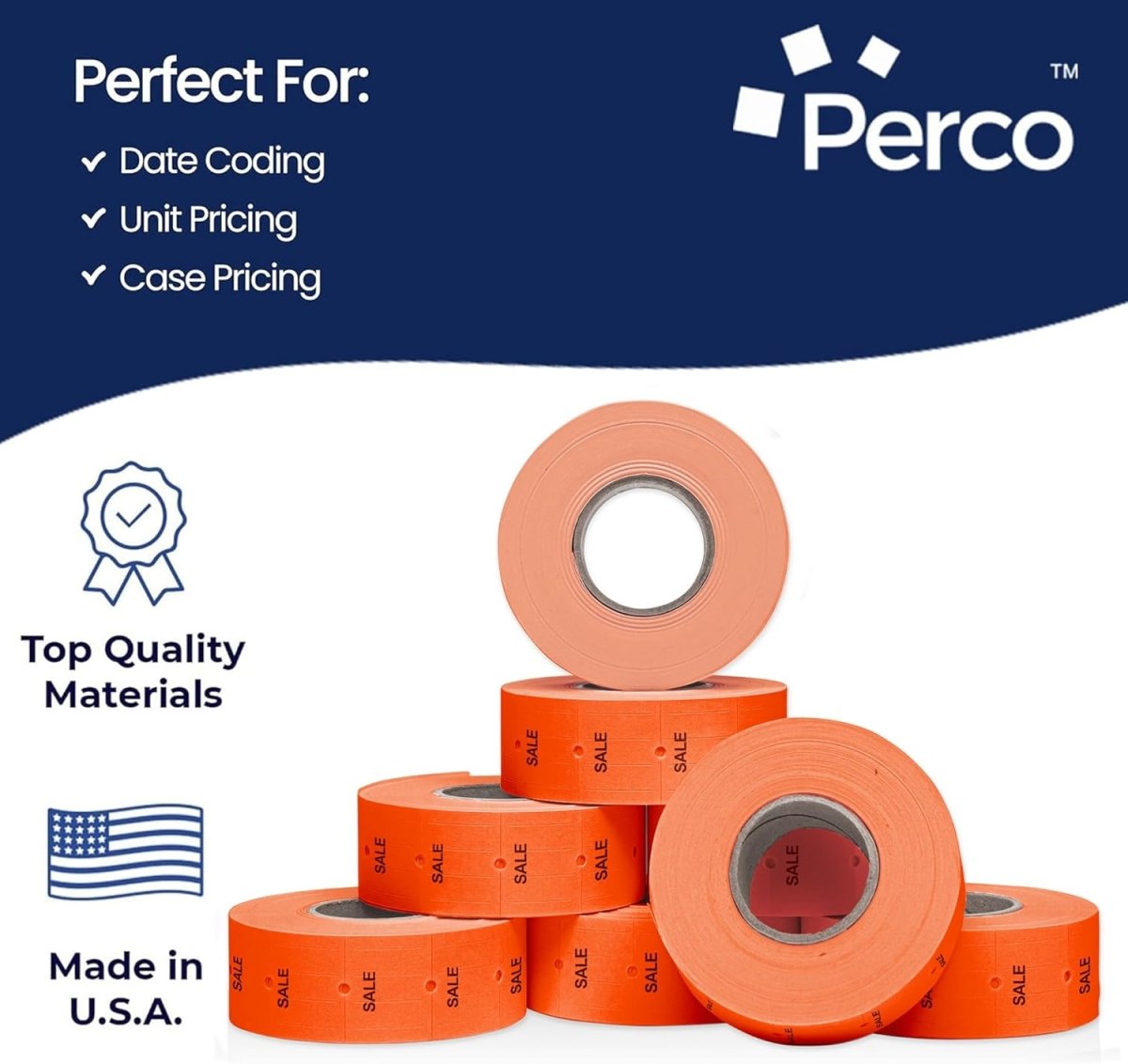 Perco Pro 2 - Line Labels - Fluorescent Red Sale Package of 4 Sleeves / 32 Rolls / 24000 Blank Pricing Labels