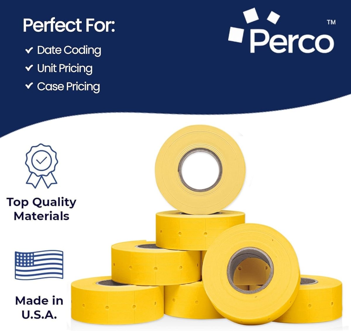 Perco Pro 2 - Line Labels - Yellow Case of 10 Sleeves / 64 Rolls / 60000 Blank Pricing Labels