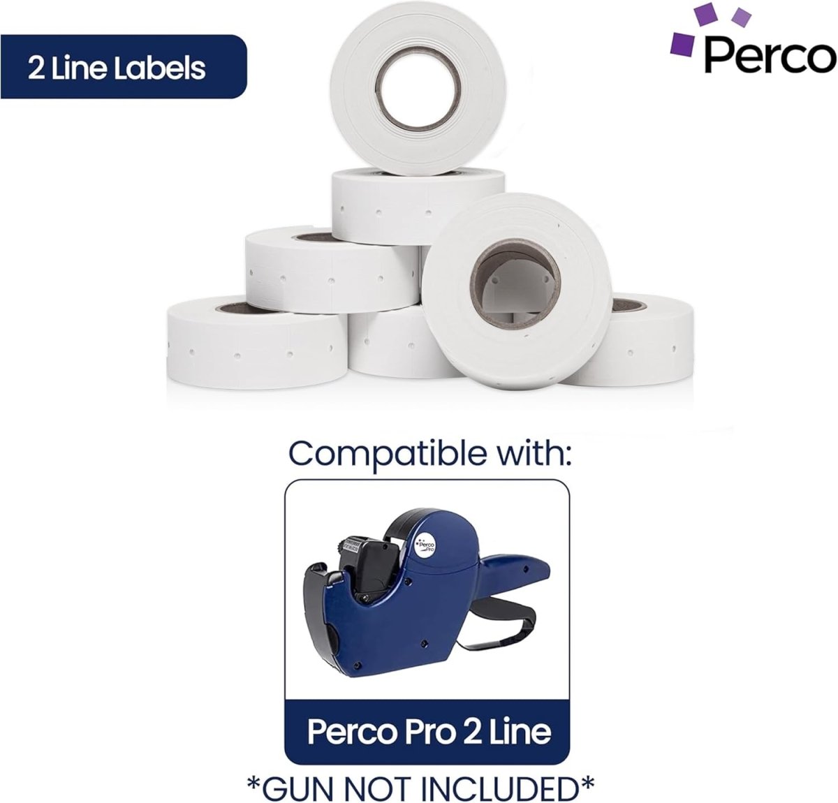 Perco Pro 2 - Line Labels - White Case of 10 Sleeves / 64 Rolls / 60000 Blank Pricing Labels