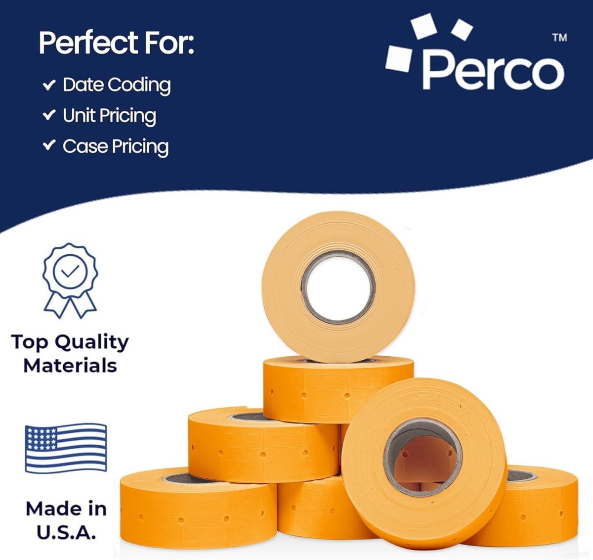 Perco Pro 2 - Line Labels - Fluorescent Orange Package of 4 Sleeves / 32 Rolls / 24000 Blank Pricing Labels