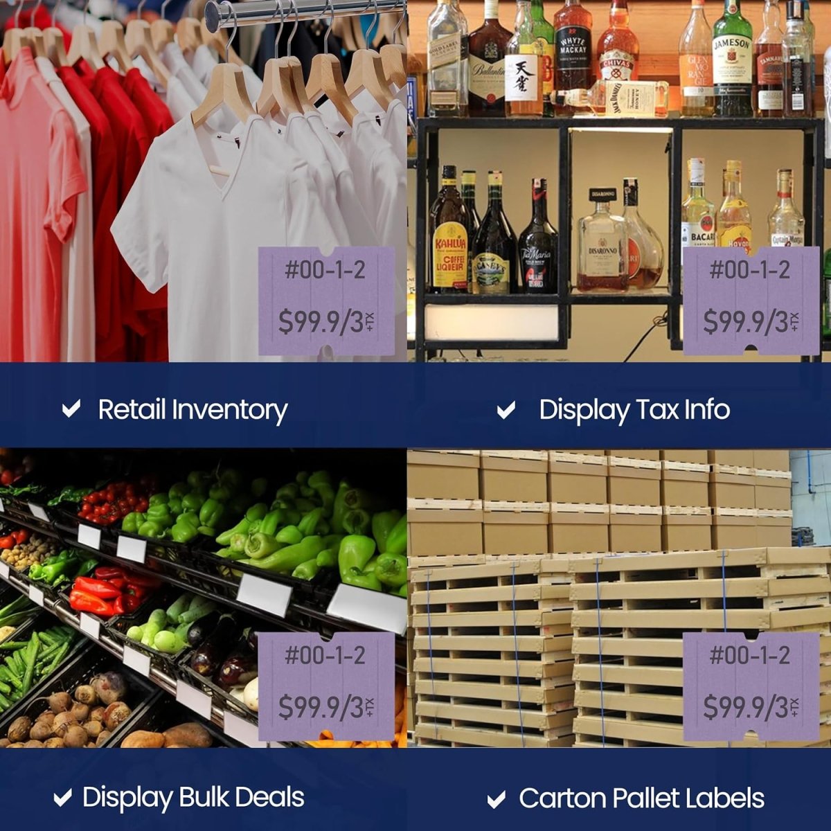 Perco Pro 2 - Line Labels - Lavender Package of 4 Sleeves / 32 Rolls / 24000 Blank Pricing Labels