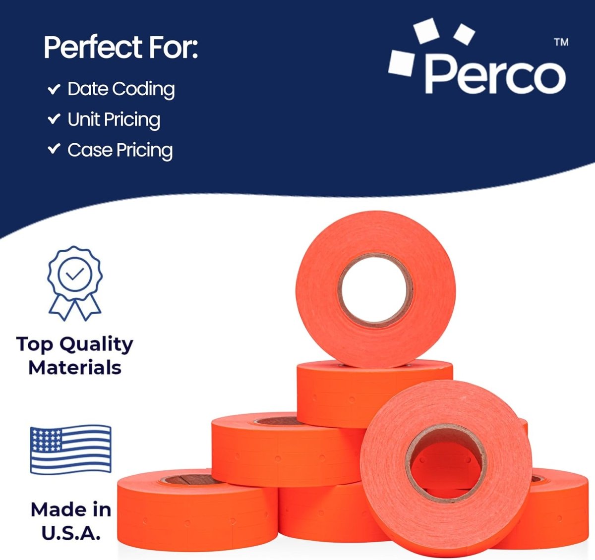 Perco Pro 2 - Line Labels - Fluorescent Red 1 Sleeve / 8 Rolls / 6000 Blank Pricing Labels