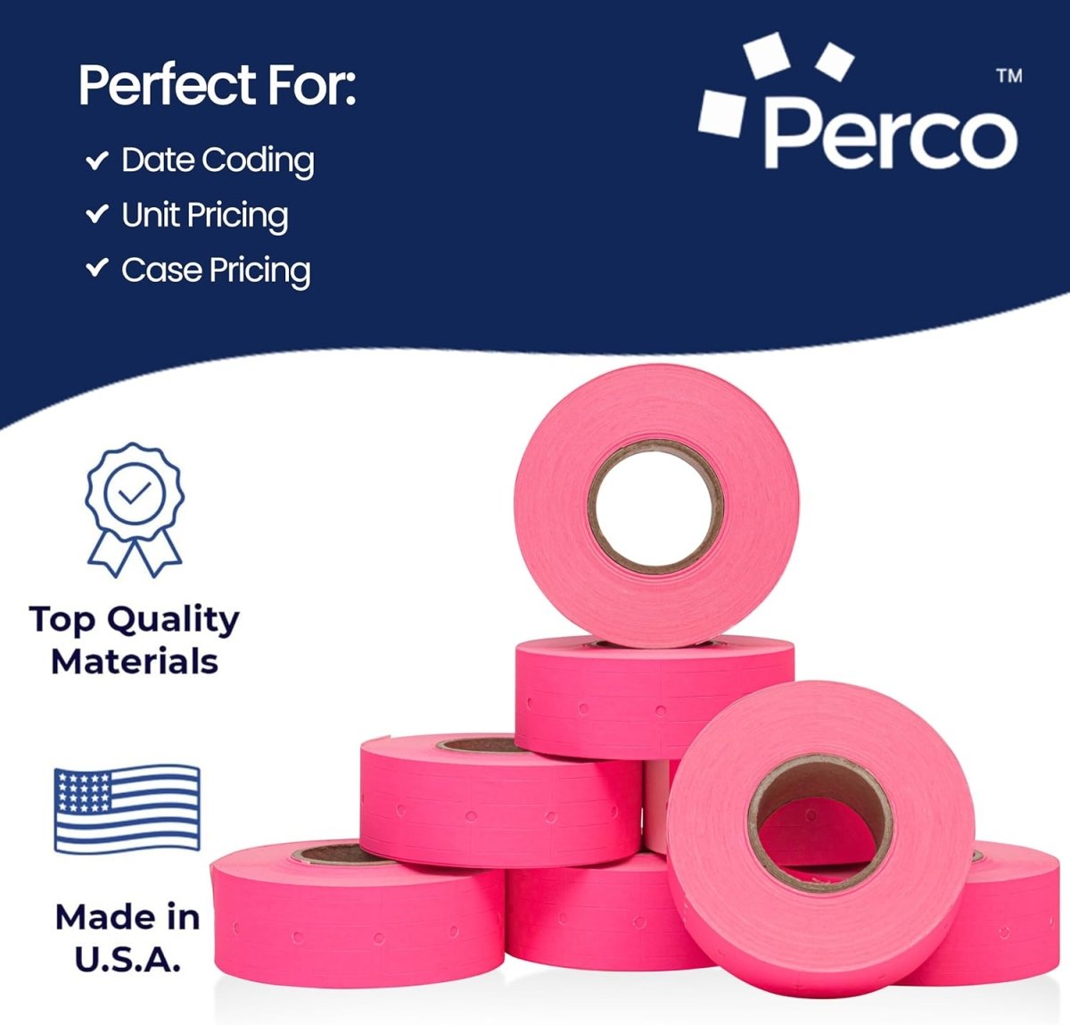 Perco Pro 2 - Line Labels - Fluorescent Pink Package of 4 Sleeves / 32 Rolls / 24000 Blank Pricing Labels