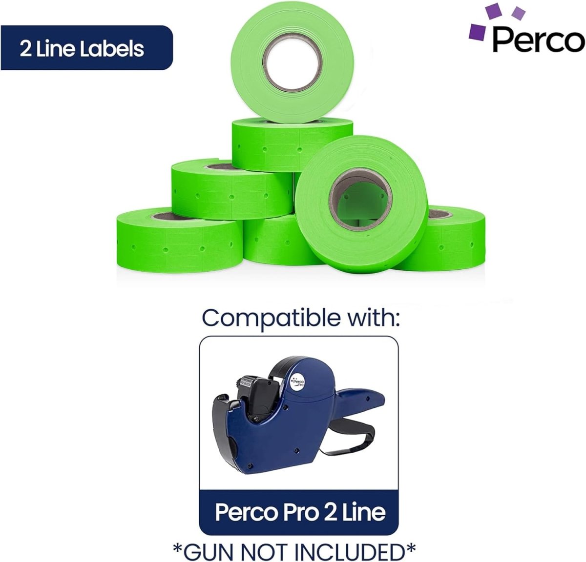 Perco Pro 2 - Line Labels - Fluorescent Green Case of 10 Sleeves / 64 Rolls / 60000 Blank Pricing Labels