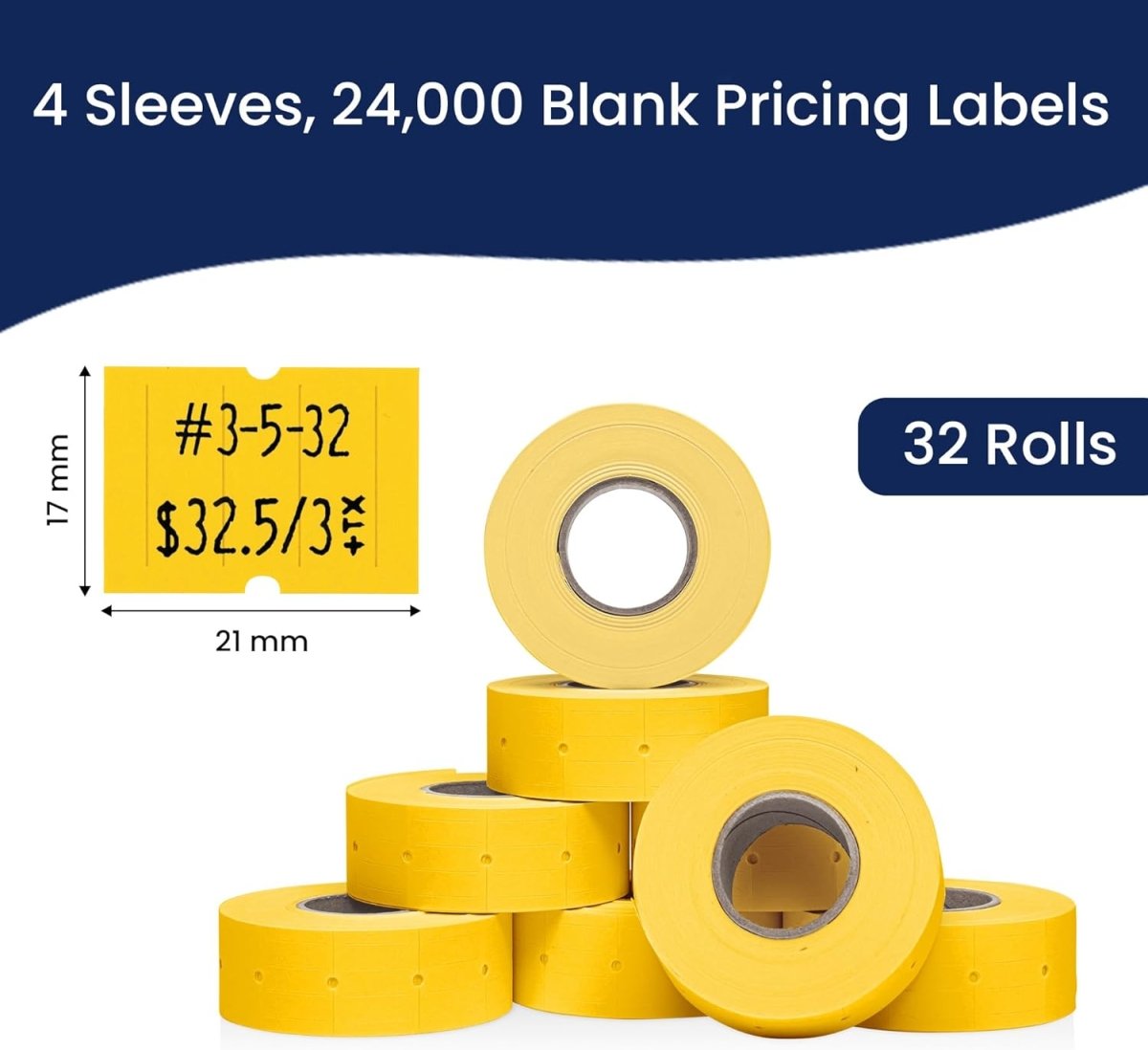 Perco Pro 2 - Line Labels - Yellow Package of 4 Sleeves / 32 Rolls / 24000 Blank Pricing Labels