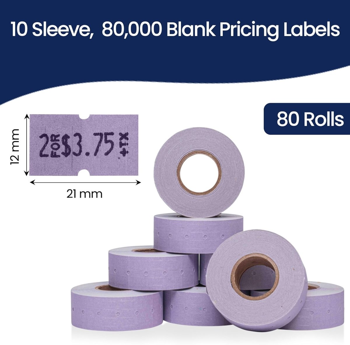 Perco Pro 2 - Line Labels - Lavender Case of 10 Sleeves / 64 Rolls / 60000 Blank Pricing Labels