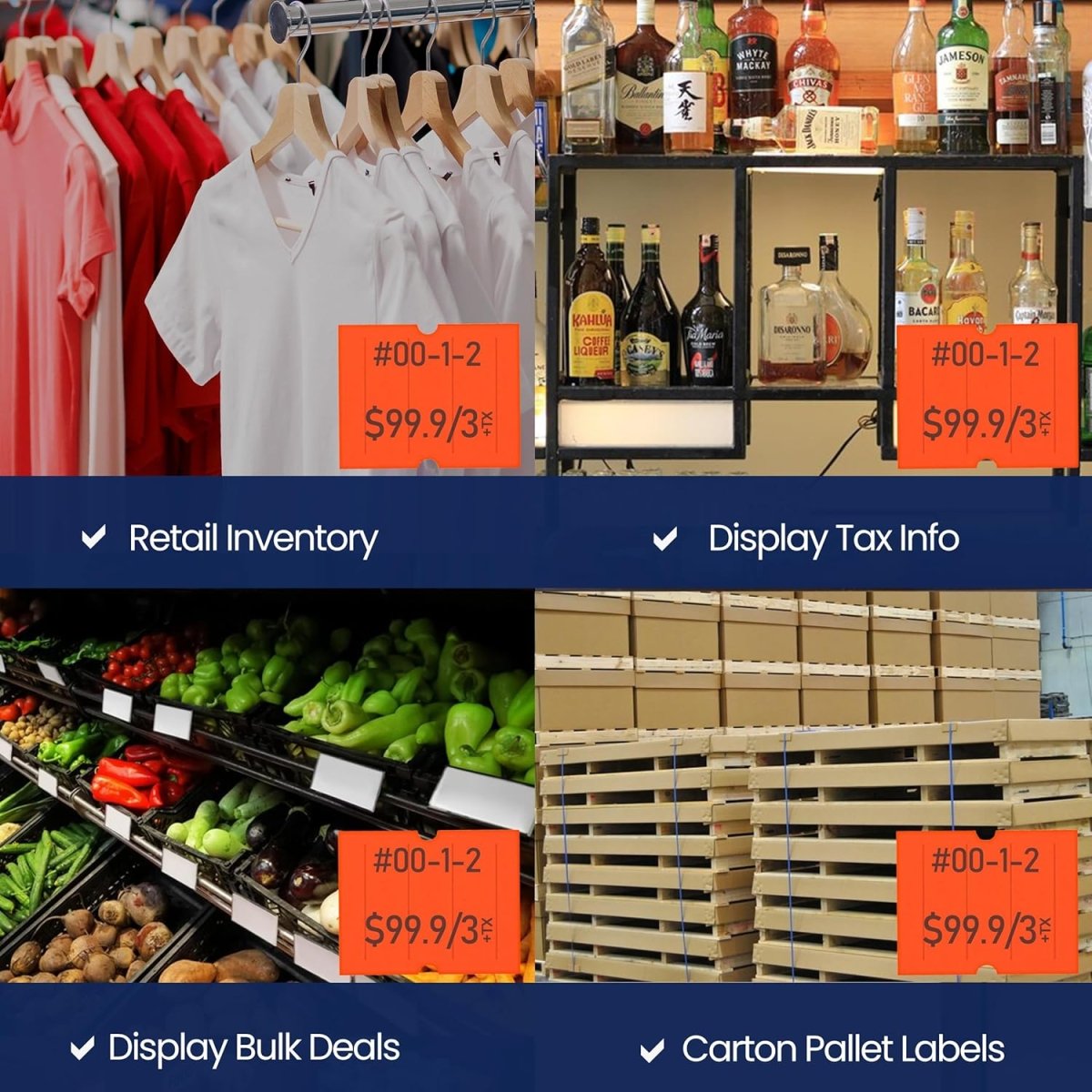 Perco Pro 2 - Line Labels - Fluorescent Red Package of 4 Sleeves / 32 Rolls / 24000 Blank Pricing Labels