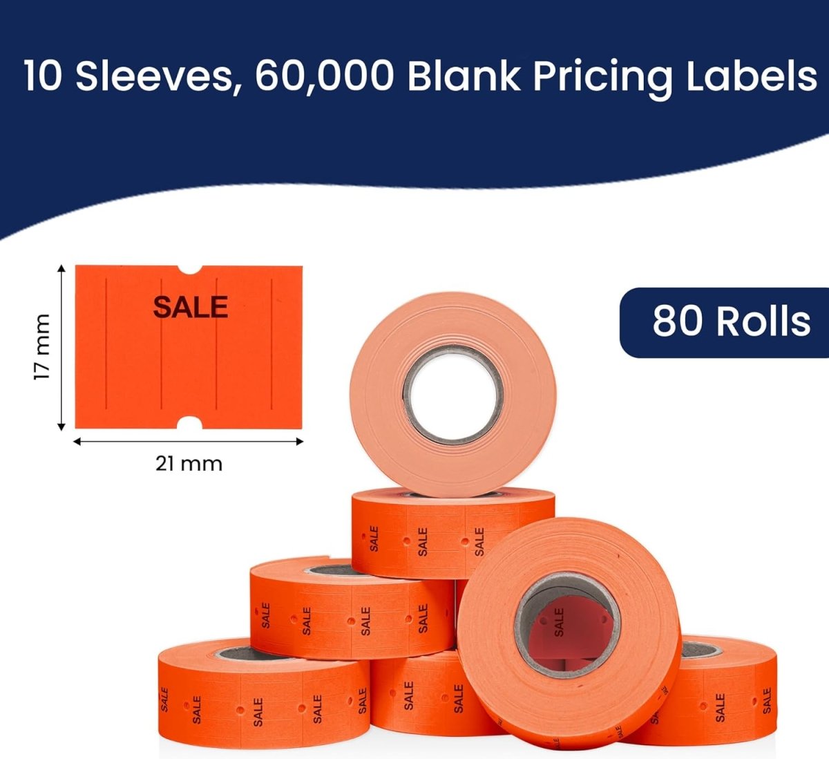 Perco Pro 2 - Line Labels - Fluorescent Red Sale Case of 10 Sleeves / 64 Rolls / 60000 Blank Pricing Labels