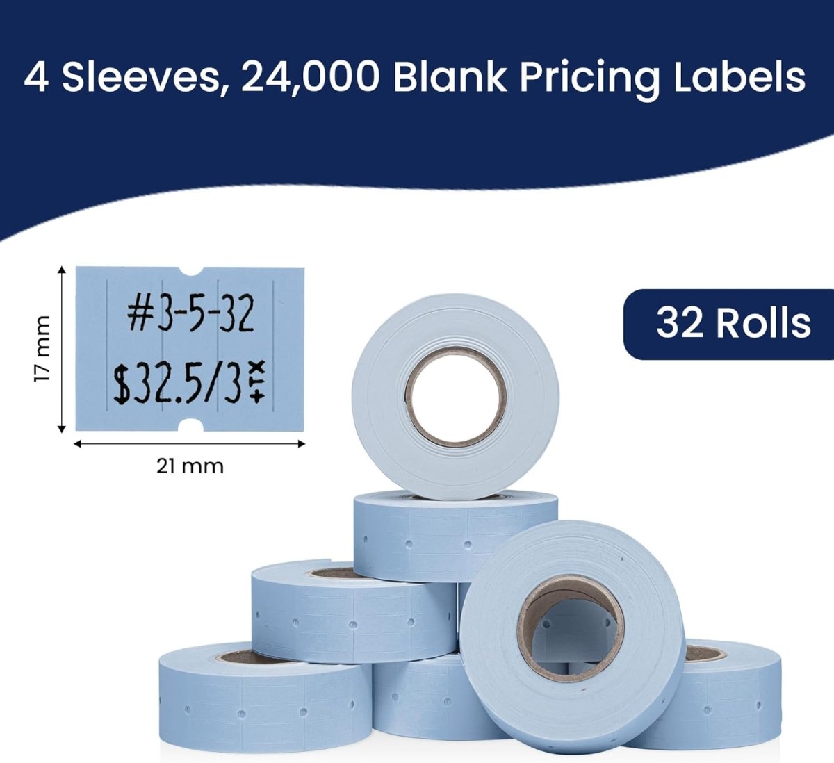Perco Pro 2 - Line Labels - Blue Package of 4 Sleeves / 32 Rolls / 24000 Blank Pricing Labels
