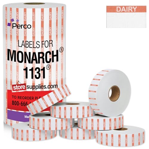 Perco Reverse Print Price Labels for Monarch 1131 - 1 Sleeve 1 Sleeve / 8 Rolls / 8000 Dairy Pricing Labels