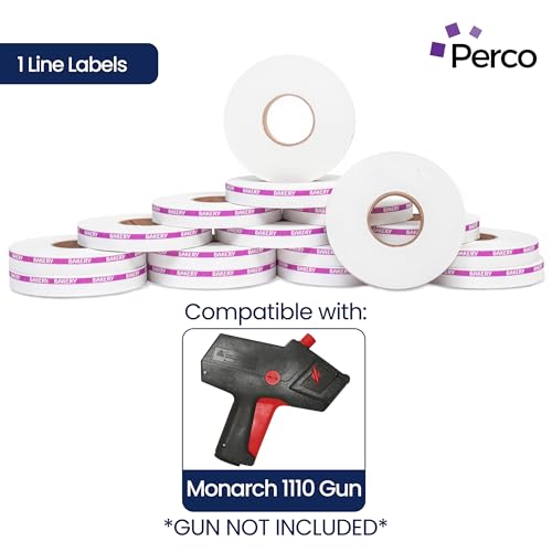 Perco Reverse Print Pricing Labels for Monarch 1110 - Bakery 1 Sleeve / 16 Rolls / 17000 Reverse Print Pricing Labels