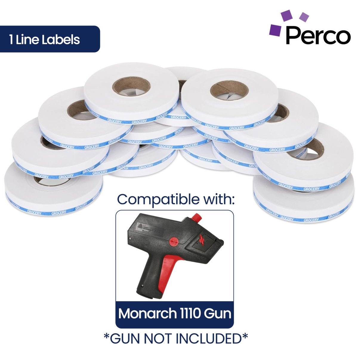 Perco Reverse Print Pricing Labels for Monarch 1110 - Grocery (Blue) 1 Sleeve / 16 Rolls / 17000 Reverse Print Pricing Labels