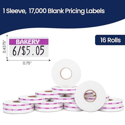 Perco Reverse Print Pricing Labels for Monarch 1110 - Bakery 1 Sleeve / 16 Rolls / 17000 Reverse Print Pricing Labels