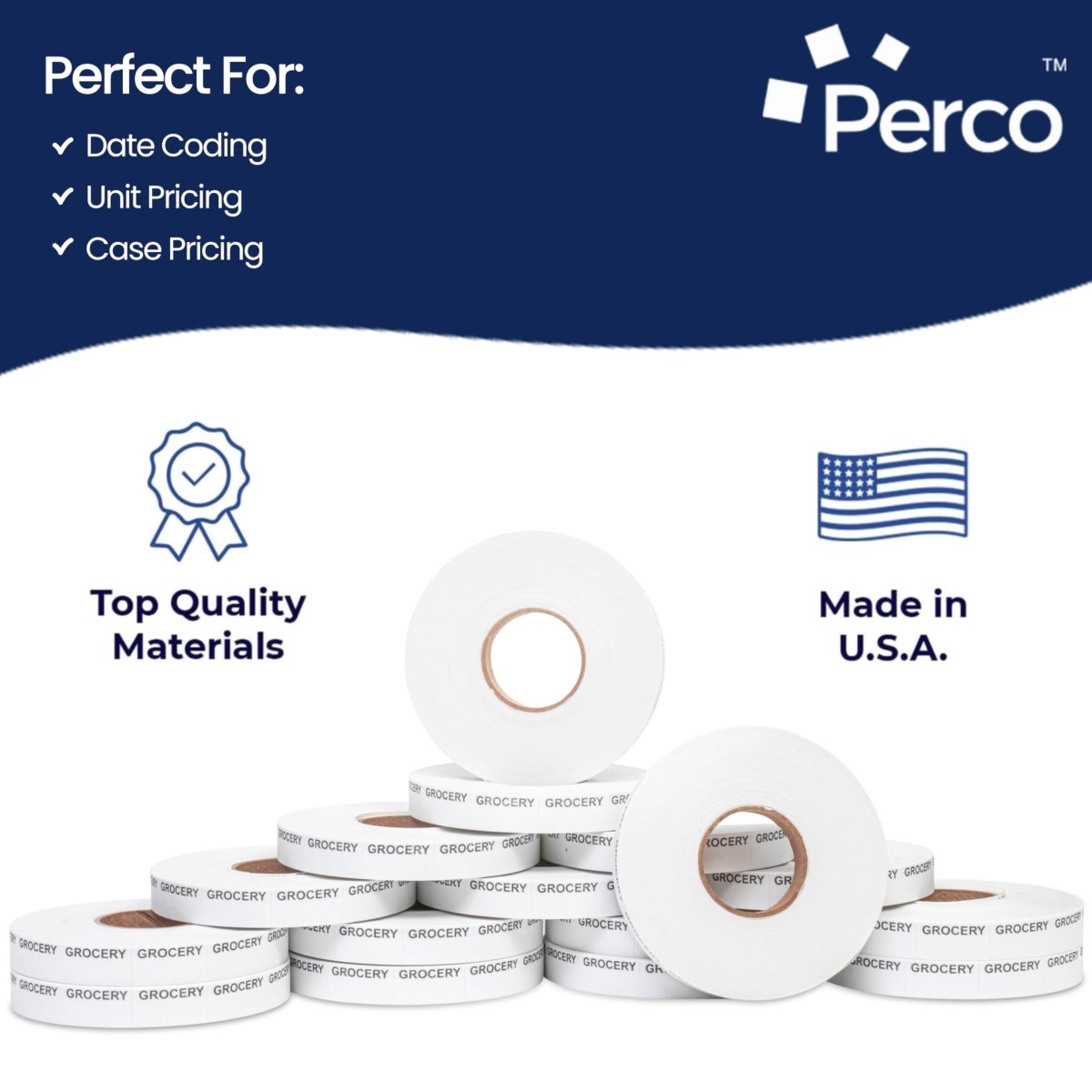 Perco Reverse Print Pricing Labels for Monarch 1110 - Grocery (Black) 1 Sleeve / 16 Rolls / 17000 Reverse Print Pricing Labels