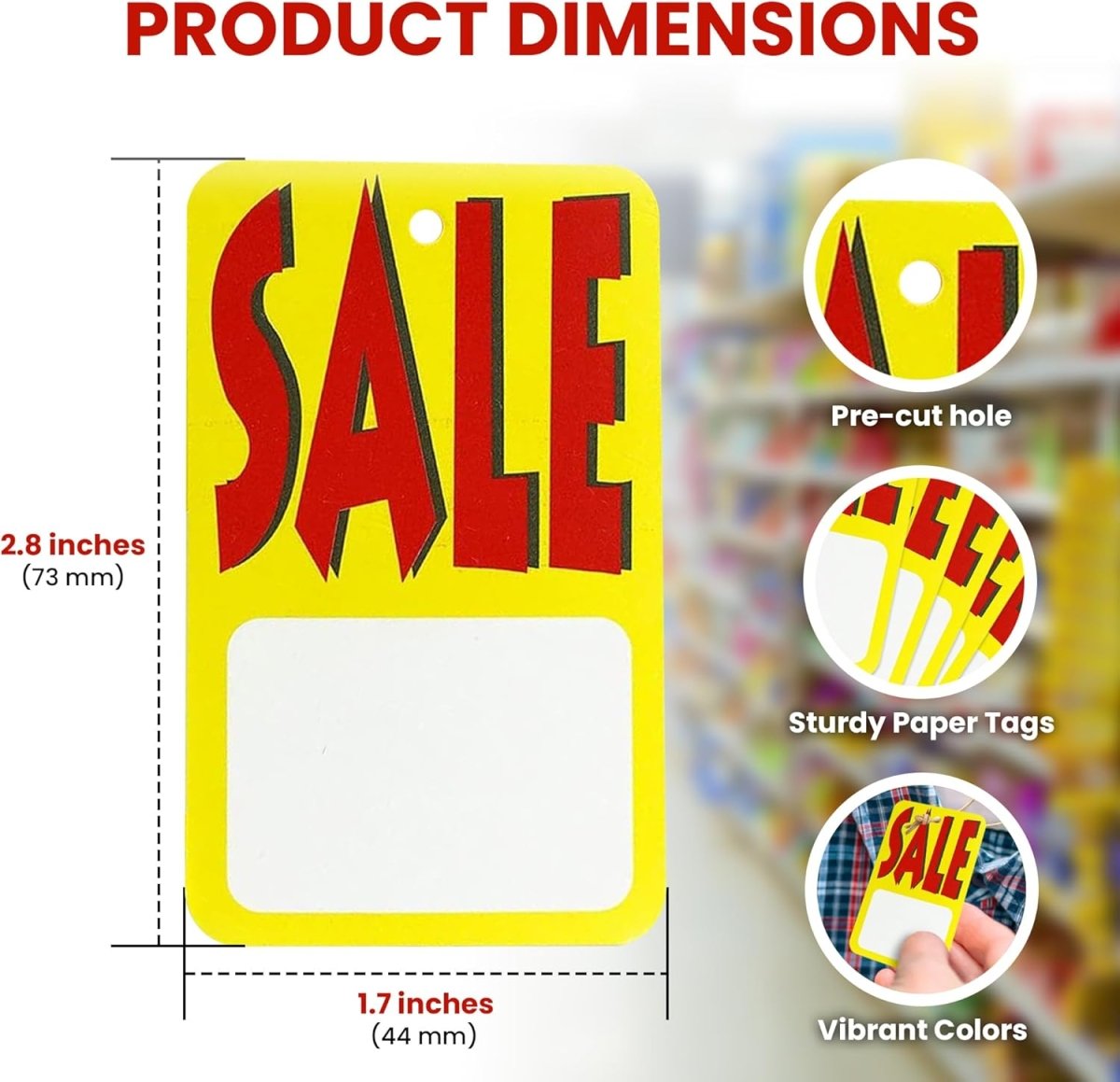 Perco Sale Price Tags Unstrung - Compatible with compatible_with_product_page | Color: Yellow | Quantity: 5,000 Tags | Adhesive: global.AdhesiveType | SKU: PL-SALEPAPERTAG-UNSTRUNG-5k.1 | - shop_