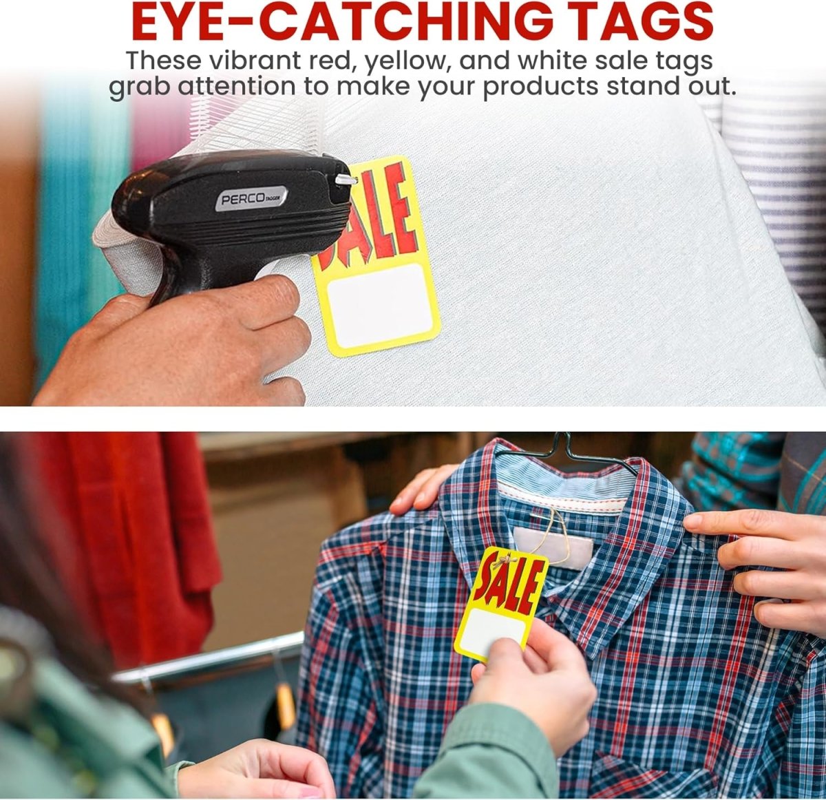 Perco Sale Price Tags Unstrung - Compatible with compatible_with_product_page | Color: Yellow | Quantity: 5,000 Tags | Adhesive: global.AdhesiveType | SKU: PL-SALEPAPERTAG-UNSTRUNG-5k.1 | - shop_