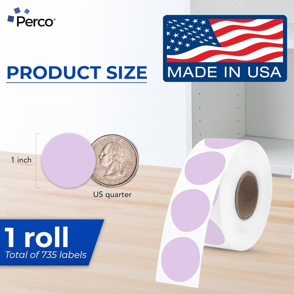 Perco Thermal Labels - Circle - Lavender 1 Inch - 735 Stickers