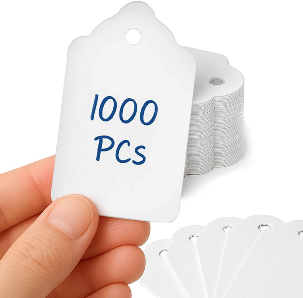 Perco White Merchandise Unstrung Tags - Compatible with compatible_with_product_page | Color: 1000 Tags | Quantity: 27x45 mm | Adhesive: global.AdhesiveType | SKU: PL-WHITEPAPERTAG-UNSTRUNG | - shop_