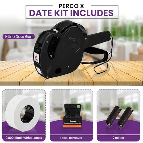 Perco X 1 Line Price and Date Gun with Labels Kits - Store Supplies