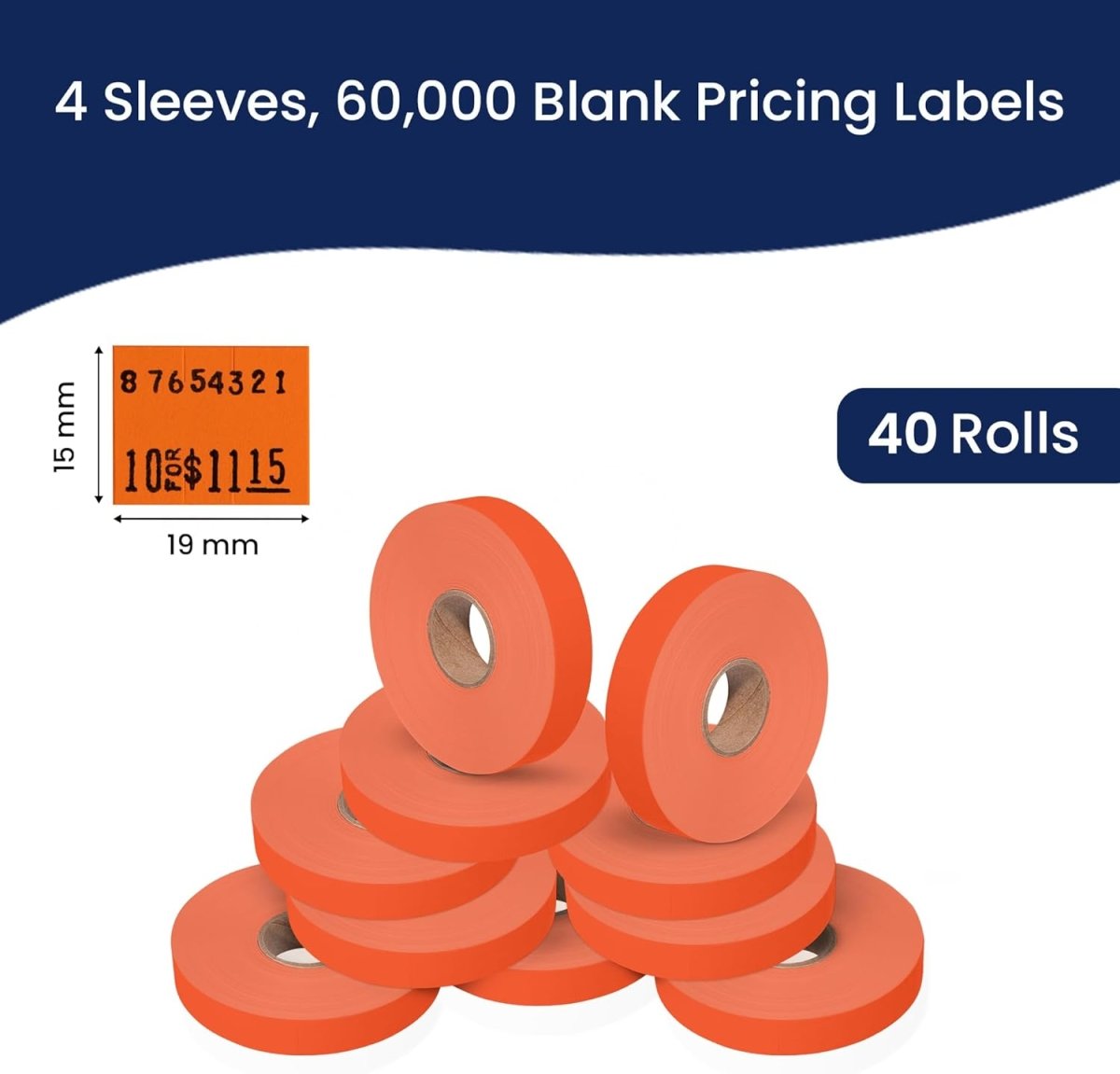 Pricing Labels for Monarch 1115 Price Gun - Fluorescent Red Case of 10 Sleeves / 100 Rolls / 150000 Blank Pricing Labels