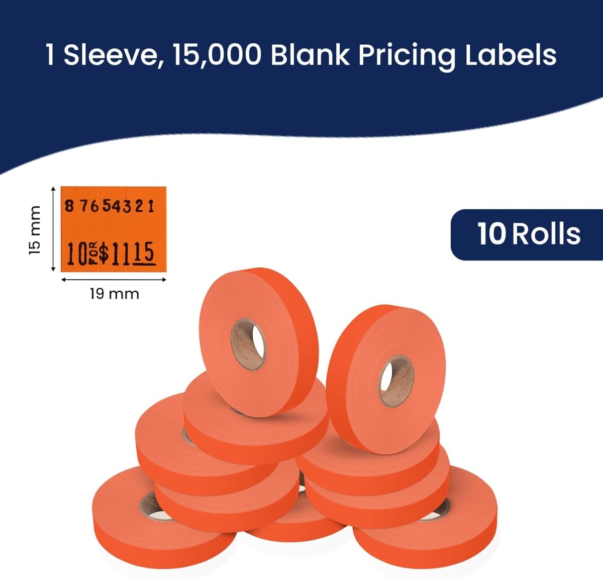 Pricing Labels for Monarch 1115 Price Gun - Fluorescent Red Case of 10 Sleeves / 100 Rolls / 150000 Blank Pricing Labels