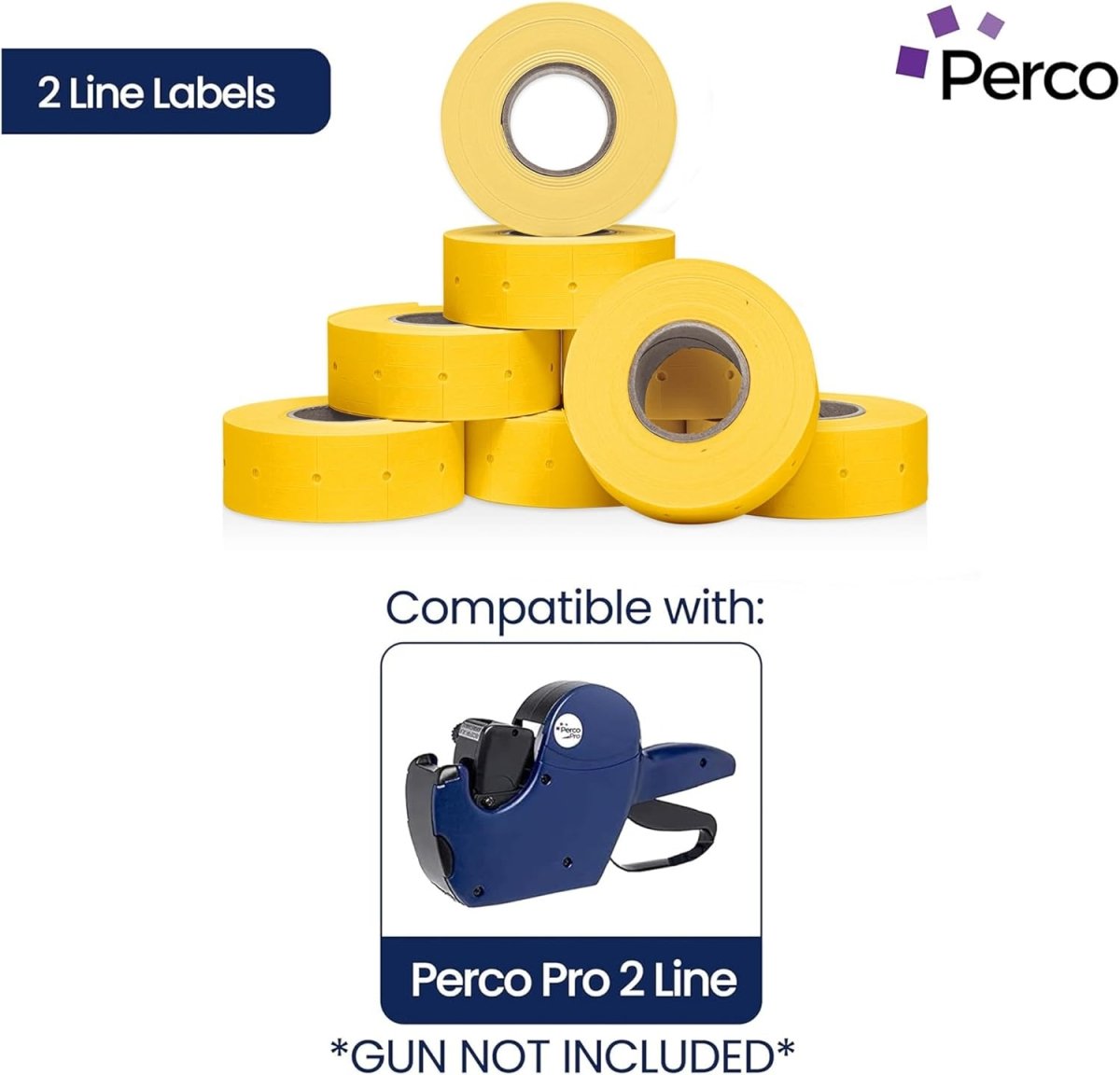 Perco Pro 2 Line Labels - Compatible with compatible_with_product_page | Color: Yellow | Quantity: 4 Sleeves | Adhesive: global.AdhesiveType | SKU: PL-2-LINE-LGY-4SLV-U | - shop_