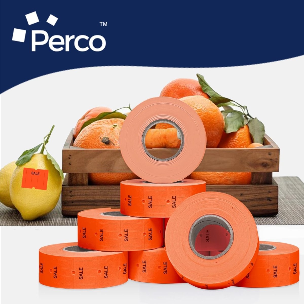 Perco Pro 2 Line Labels - Compatible with compatible_with_product_page | Color: Fluorescent Red Sale | Quantity: 10 Sleeves | Adhesive: global.AdhesiveType | SKU: PL-2L-LG-R-SALE-10SLV-U | - shop_