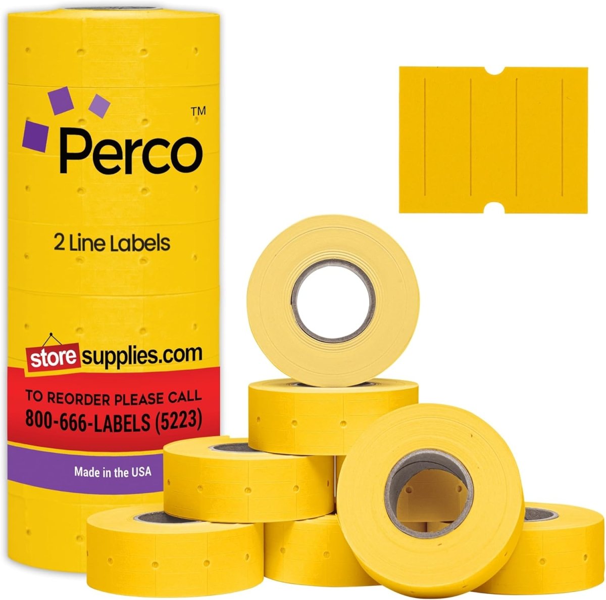 Perco Pro 2 Line Labels - Compatible with compatible_with_product_page | Color: Yellow | Quantity: 1 Sleeve | Adhesive: global.AdhesiveType | SKU: PL-2-LINE-YSS-U | - shop_