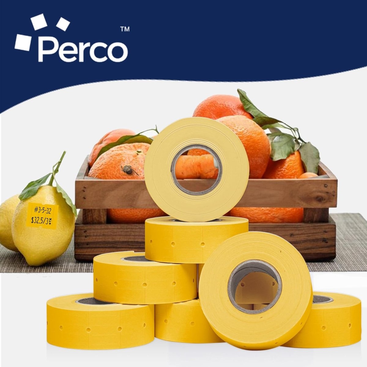 Perco Pro 2 Line Labels - Compatible with compatible_with_product_page | Color: Yellow | Quantity: 4 Sleeves | Adhesive: global.AdhesiveType | SKU: PL-2-LINE-LGY-4SLV-U | - shop_