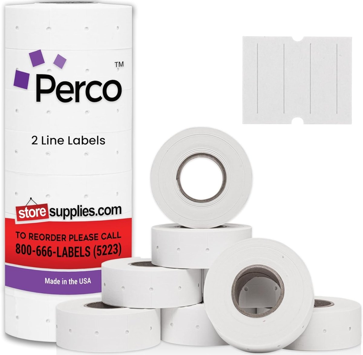 Perco Pro 2 Line Labels - Compatible with compatible_with_product_page | Color: White | Quantity: 1 Sleeve | Adhesive: global.AdhesiveType | SKU: PL2LINEWSS-NEW | - shop_