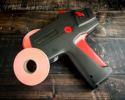 Monarch 1110 Pricing Gun with Labels Starter Kit: Includes Price Gun, 8,500 Fluorescent Red Pricing Labels and Preloaded Inker - Store Supplies