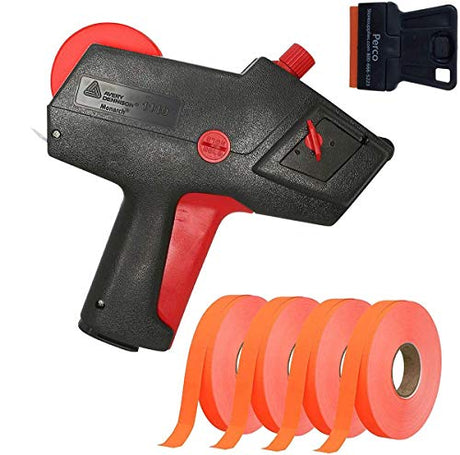 Monarch 1110 Pricing Gun with Labels Starter Kit: Includes Price Gun, 8,500 Fluorescent Red Pricing Labels and Preloaded Inker - Store Supplies