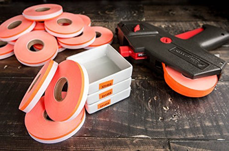 Monarch 1110 Pricing Gun with Labels Starter Kit: Includes Price Gun, 8,500 Fluorescent Red Pricing Labels and Preloaded Inker - Store Supplies