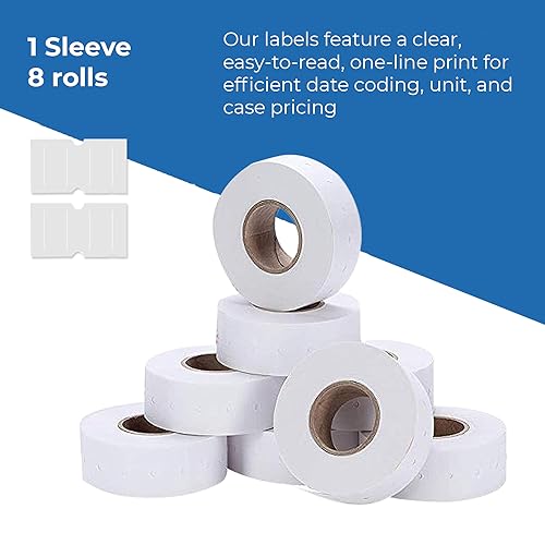 Perco Price Labels For MX - 5500, Towa GS Series & Halmark Model H - 1 Sleeve / 8 Rolls / 8000 Blank Pricing Labels