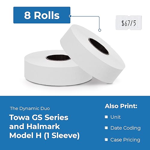 Perco Price Labels For MX - 5500, Towa GS Series & Halmark Model H - 1 Sleeve / 8 Rolls / 8000 Blank Pricing Labels