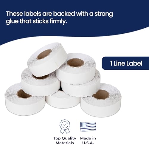 Perco Standard Adhesive White Labels for Meto 622/822 Price Gun - 14 Rolls, 21000 Labels with 1 Inker - Store Supplies